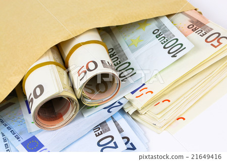 Envelope full of euro cash 21649416