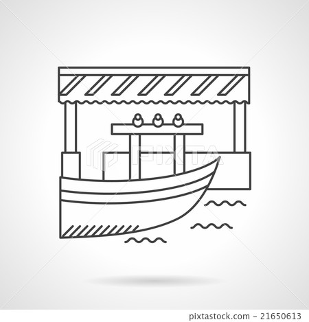 Floating market flat line vector icon Floating market flat line vector icon 21650613