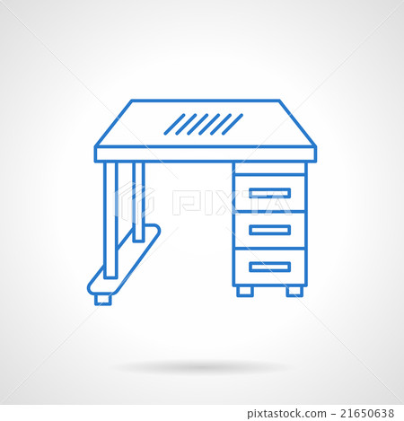 School desk blue flat line vector icon School desk blue flat line vector icon 21650638