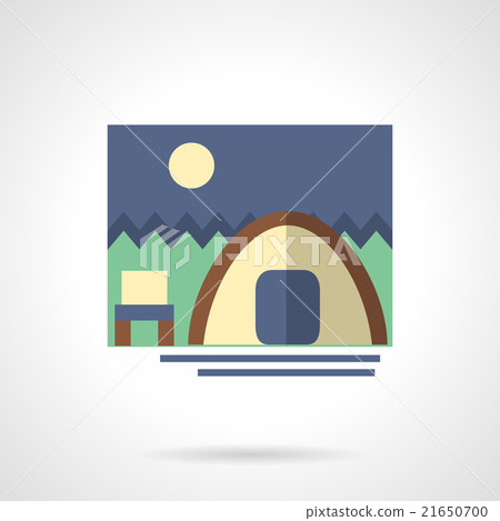 Forest camping flat color design vector icon - Stock Illustration ...