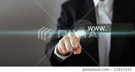 Businessman's hand pressing the icon with text Businessman's hand pressing the icon with text 21651915