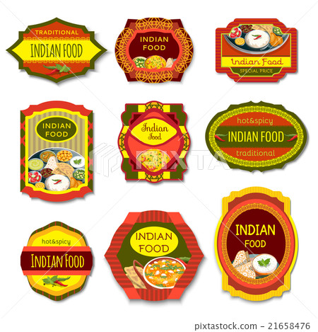 Indian Food Colorful Emblems 21658476