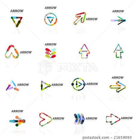 Set of linear arrow abstract logos, connected Set of linear arrow abstract logos, connected 21659093