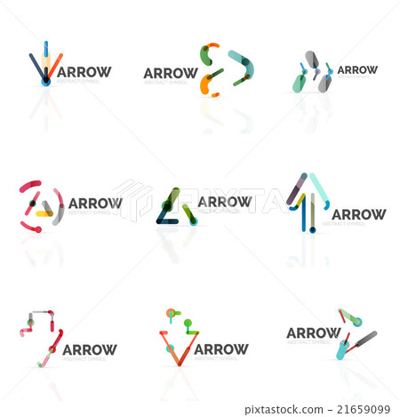 Set of linear arrow abstract logos, connected Set of linear arrow abstract logos, connected 21659099