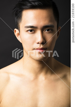 Closeup portrait of attractive young man face Closeup portrait of attractive young man face 21659100