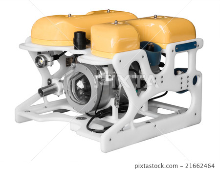 Remotely operated underwater vehicle isolated on white 21662464