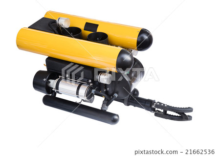 Remotely operated underwater vehicle isolated on white 21662536