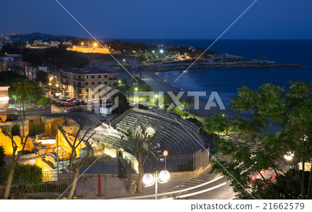 Ruin of Roman amphitheater at Tarragona in night Ruin of Roman amphitheater at Tarragona in night 21662579