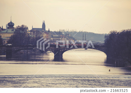 Bridge over Vltava river in Prague Bridge over Vltava river in Prague 21663525