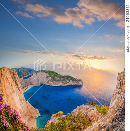 Navagio beach with shipwreck on Zakynthos, Greece Navagio beach with shipwreck on Zakynthos, Greece 21663855