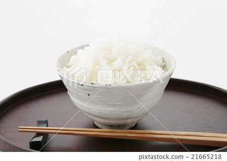 Rice cup of tea bowl with pulverized hair Bon with chopsticks Horizontal position pulling center 21665218