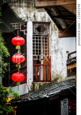 Chinese lamps street scene Chinese lamps street scene 21665248