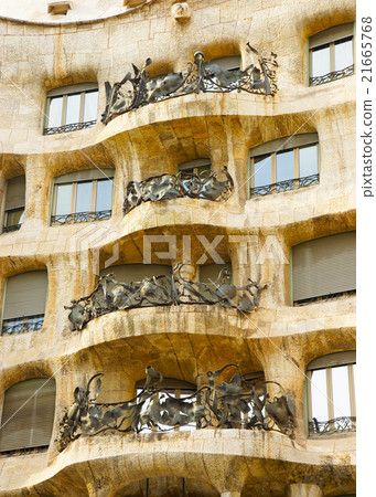Balcony of building in Barcelona in Spain 21665768