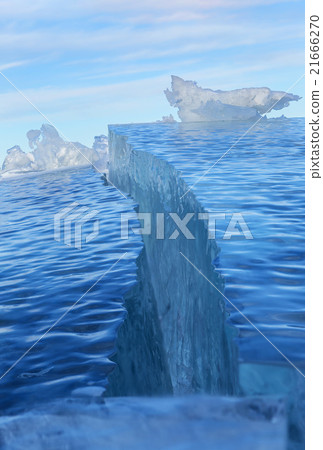Large cracks on surface of the ice. 21666270