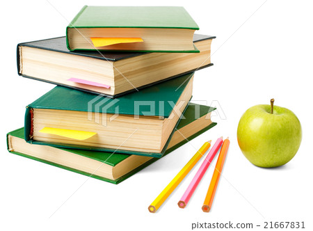 Fresh apple with pile of books Fresh apple with pile of books 21667831
