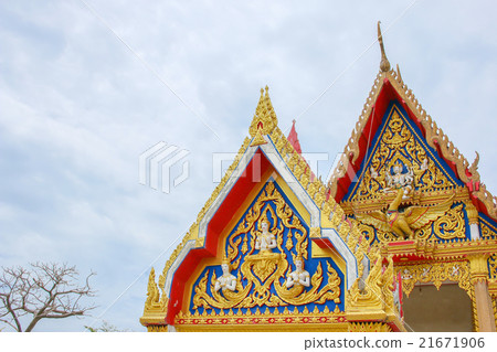 Two Temple facade on sky background 21671906