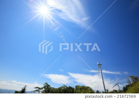 風力發電藍天和風車 風力發電藍天和風車 21672569