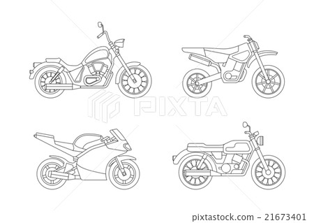 Motorcycle line icons set. 21673401