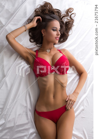 Top view of lovely slim model in erotic lingerie 21675794