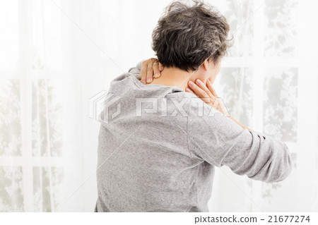 senior woman with neck pain senior woman with neck pain 21677274