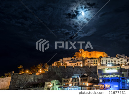 Peniscola castle at night. Spain 21677381