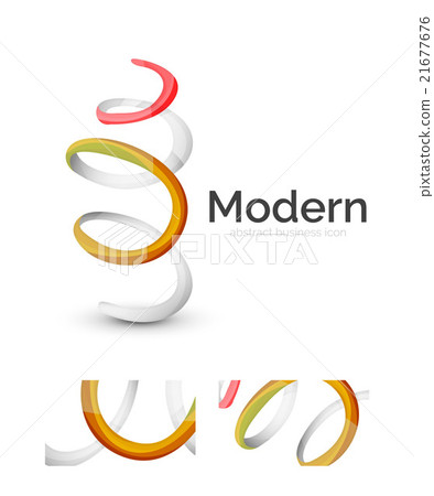 Abstract 3d swirl ribbon logo template with 21677676