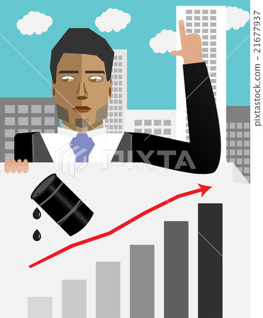 Businessman hold chart with up oil price 21677937