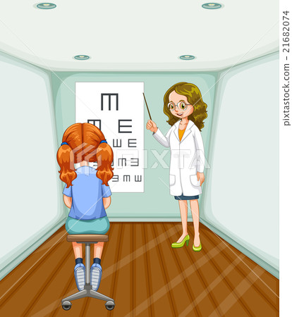 Girl having her eyes checked 21682074