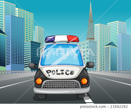 Police car on the freeway Police car on the freeway 21682262