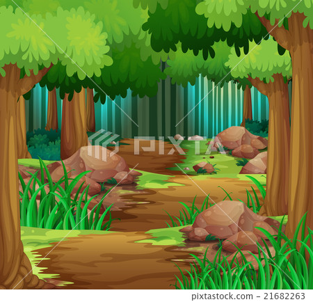 Scene with hiking track in the forest. Scene with hiking track in the forest. 21682263