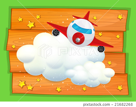 Frame design with airplane and clouds 21682268