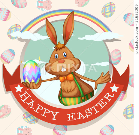 Happy easter poster with bunny and egg - Stock Illustration [21682309 ...