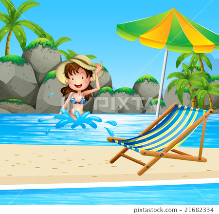 Girl swimming in the sea Girl swimming in the sea 21682334