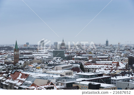 Aerial view of Munich city center in the winter Aerial view of Munich city center in the winter 21687652