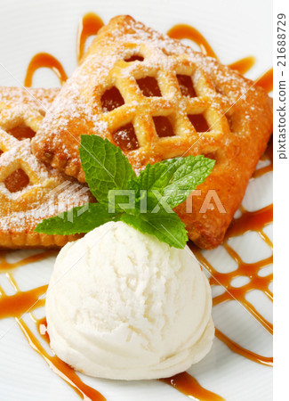 Little apricot pies with ice cream Little apricot pies with ice cream 21688729