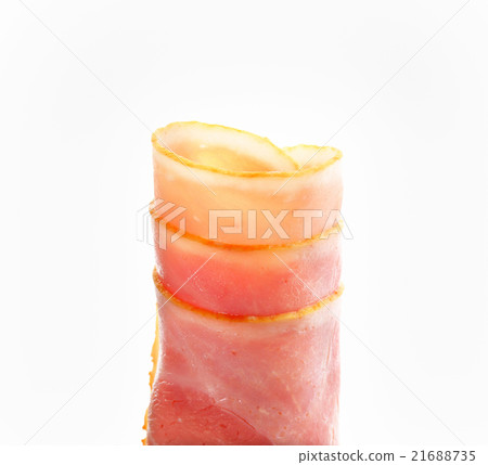 Thin slices of cooked ham, rolled up 21688735