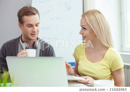 Skillful two colleagues are working together Skillful two colleagues are working together 21688965