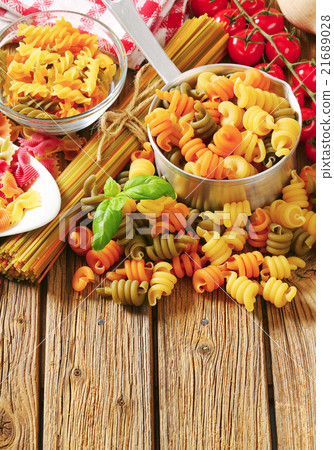Assortment of colored pasta 21689028