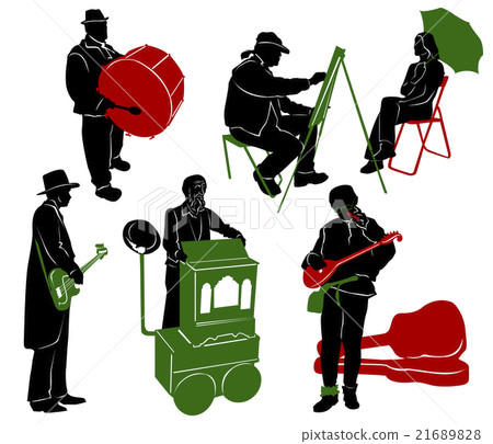 Silhouette of street performers Silhouette of street performers 21689828