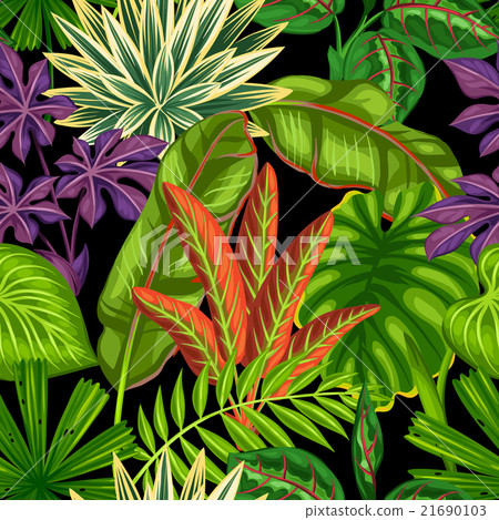 Seamless pattern with tropical plants and leaves 21690103
