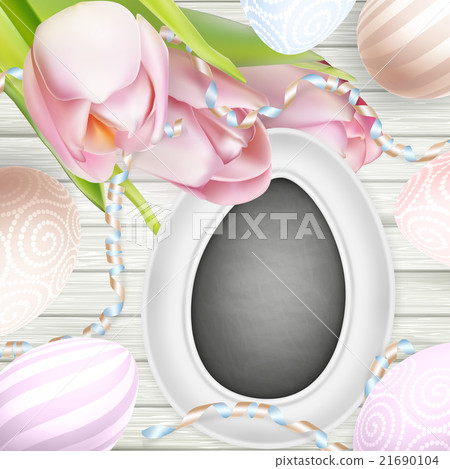 Eggs on wooden table. EPS 10 21690104