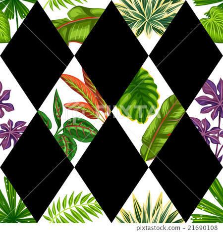 Seamless pattern with tropical plants and leaves - Stock Illustration ...