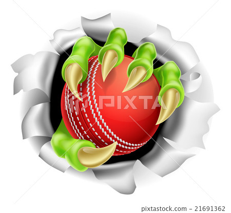 Claw with Cricket Ball Breaking out Of Background Claw with Cricket Ball Breaking out Of Background 21691362