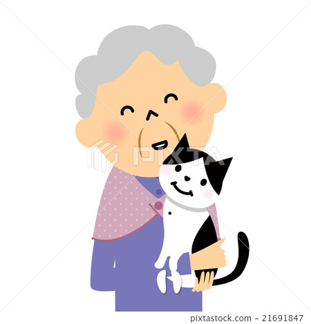 Senior grandma and cat 21691847