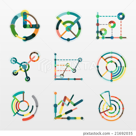 Thin line chart logo set. Graph icons modern - Stock Illustration ...