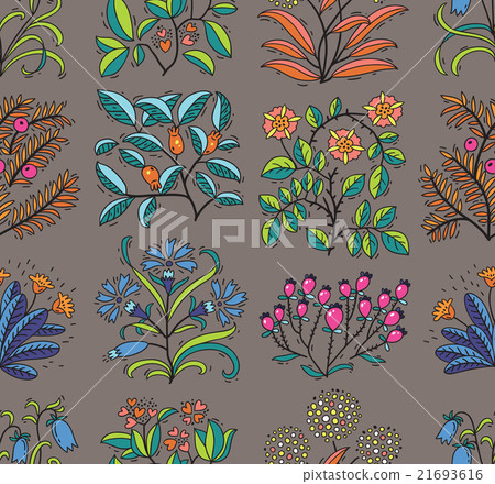 Seamless pattern with plants - Stock Illustration [21693616] - PIXTA