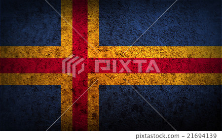 Flag of Aland with old texture. Vector 21694139