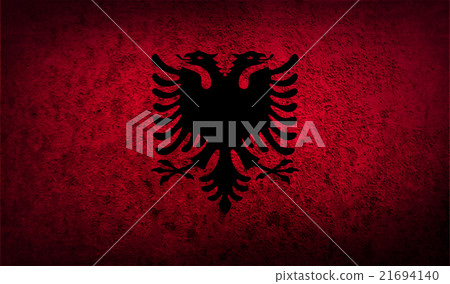 Flag of Albania with old texture. Vector 21694140