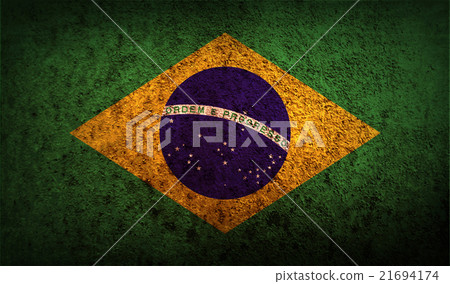 Flag of Brazil with old texture. Vector 21694174