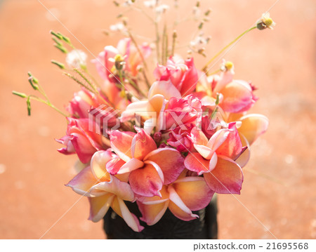 plumeria flower in the vase,soft focus. 21695568